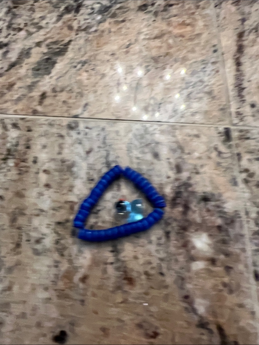 Blue Beaded Elastic Bracelet with Shiny Accent Beads
